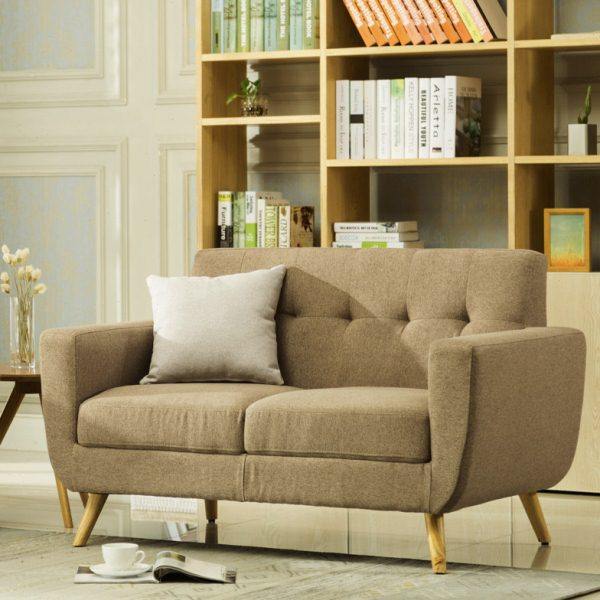 小户型客厅咖啡厅北欧布艺休闲双人沙发 简约现代日式单人沙发椅