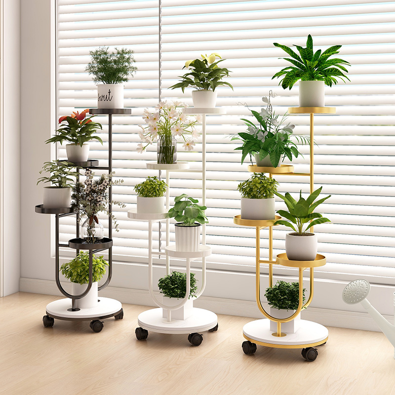 轻奢花架子客厅落地花架t多层铁艺花盆托架阳台创意多肉展示置物