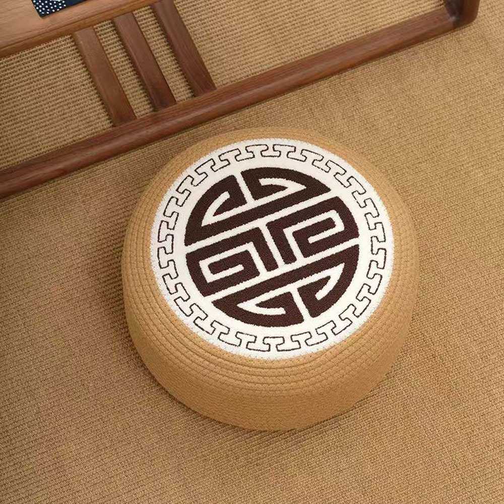 黄棉绳蒲团坐垫家用地上客厅榻榻米垫子加固加厚飘窗卧室圆形坐墩