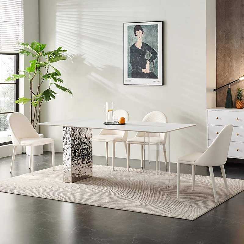 成套餐桌椅组合奶油风家用岩板透明亚克力悬浮餐桌意式极简饭桌椅,3C数码配件,USB灯,淘宝优惠券,粉丝福利购,淘宝优惠卷