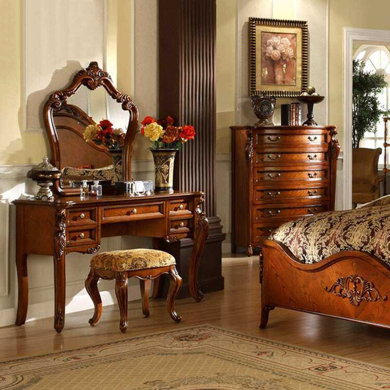 美式实木梳妆台复古化妆桌卧室储物收纳桌一体家用复古做旧妆容桌,3C数码配件,USB灯,淘宝优惠券,粉丝福利购,淘宝优惠卷