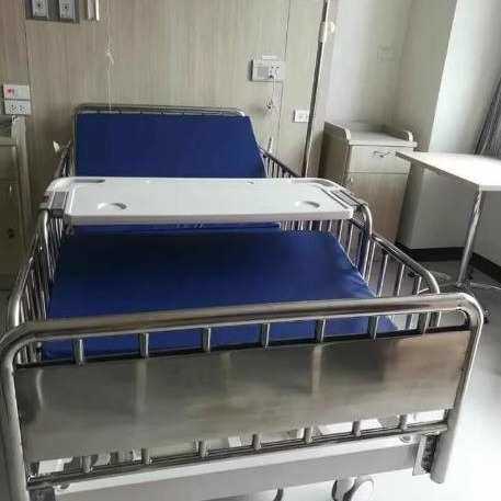 不锈钢双摇护理床 不锈钢豪华二功能病床 豪华护栏新款出口病床