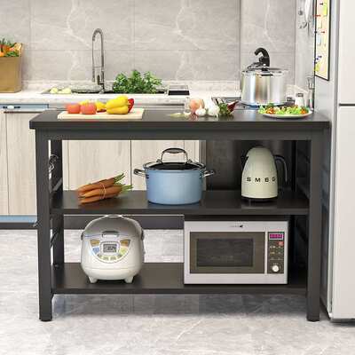 Kitchen chopping table microwave oven shelf storage counter