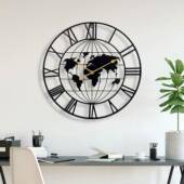 饰钟表家用复形客厅铁艺地图挂美式 欧式 A0167装 圆简约创钟意静音