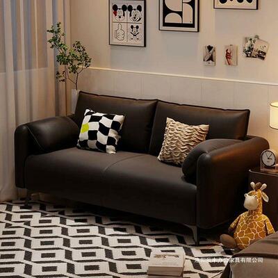 沙简发小型出租房复古客厅户公寓装店直排al双人易家具卧室黑服色