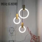 后现代复式 梯灯简约餐楼厅灯吧别墅卧台室吊灯客117厅吊个性 圆环