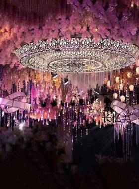 新款螺欧式铁艺陀婚庆道具婚礼堂灯花发光雕吊顶舞台陈MKI吊美装