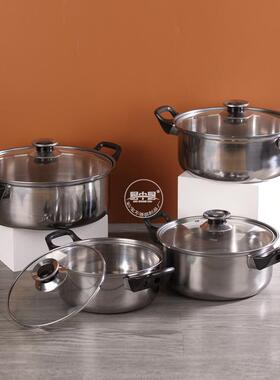 不锈钢六件套装锅具定logo锅奶锅璃CZC-TZG0盖制汤礼品套玻装锅
