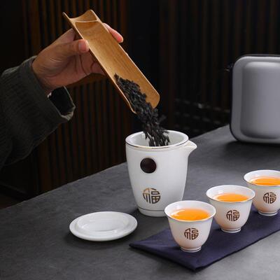 便携旅茶17601具极简羊脂玉瓷陶瓷商快杯客一壶行三杯个人务礼品