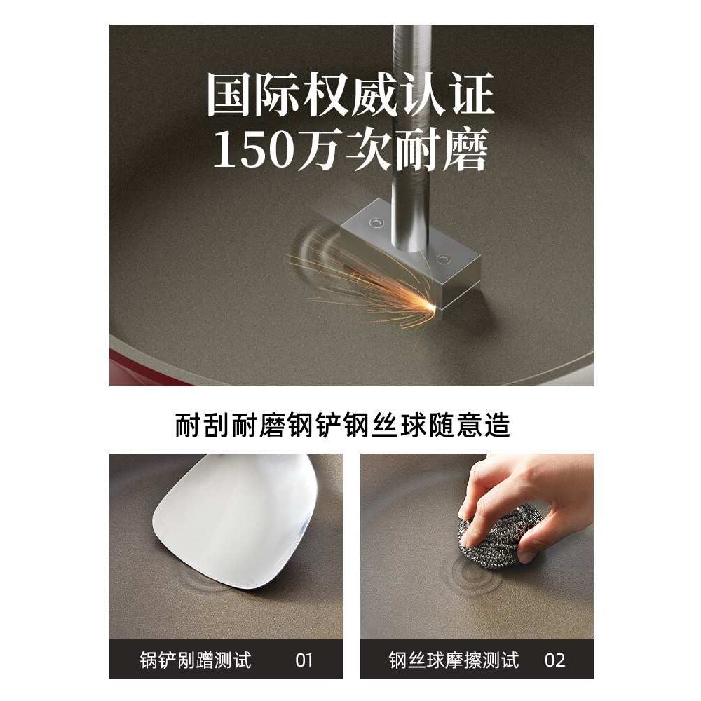 红厨钛陶瓷平底锅不粘锅家用无涂层聚油牛排煎锅婴儿辅食烙饼锅