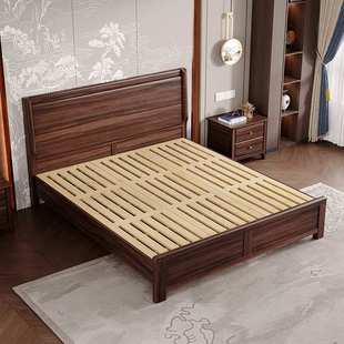 新中式乌金木实木床1.8m卧室双人床现代别墅简约主卧1.5m储物婚床