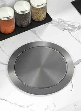 厨房台面嵌入式不锈钢垃圾桶盖子摇盖洗手台橱柜枪V灰色轻奢洗涑