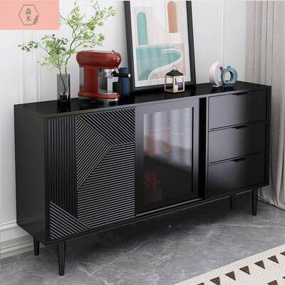 ECD客厅厅色轻斗柜置物茶水柜现代简约靠墙餐边柜黑家用餐储物斗