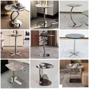 不锈钢边茶几腿支撑脚几架轻奢大理石岩属板客980石厅小圆角几金
