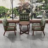 咖啡厅美座式 复古实木双人卡皮沙发洽谈组63349酒餐吧奶茶店桌椅