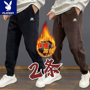 秋冬加绒加厚宽松显瘦长裤 花花公子灯芯绒保暖休闲百搭束脚裤 男士