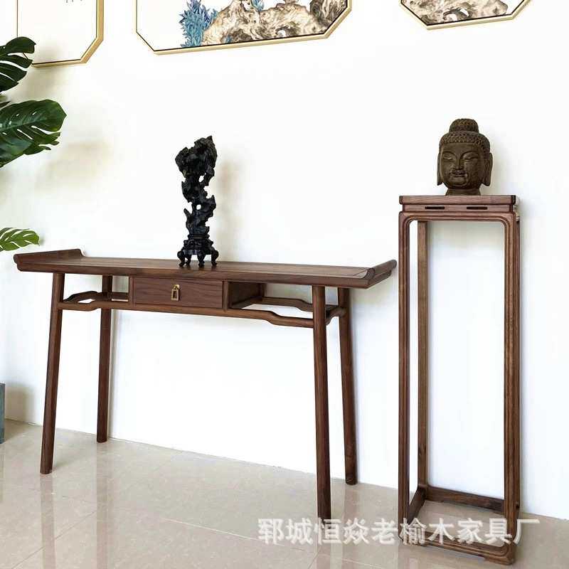 简约老榆木中式供桌案台供台条几仿古玄关桌端景案台窄长条几桌子