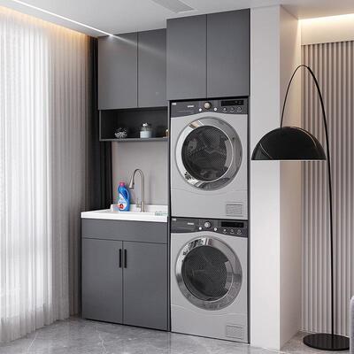 厂家直销阳加全铝蜂窝铝双机叠放台洗衣池槽厚盆一体洗机柜衣XPH