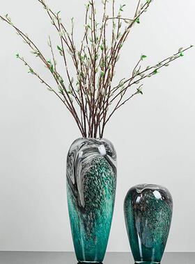山流水水墨地落玻璃花瓶高级插感玄关轻奢客厅家gsls1居花装高饰