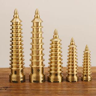 工实铜文昌154塔办公室书桌部顶开口九层十三层心黄铜文昌精塔摆