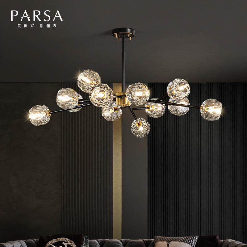 帕莎灯饰轻奢客厅水晶吊灯全铜后现代简约餐厅主卧室2024新款灯具