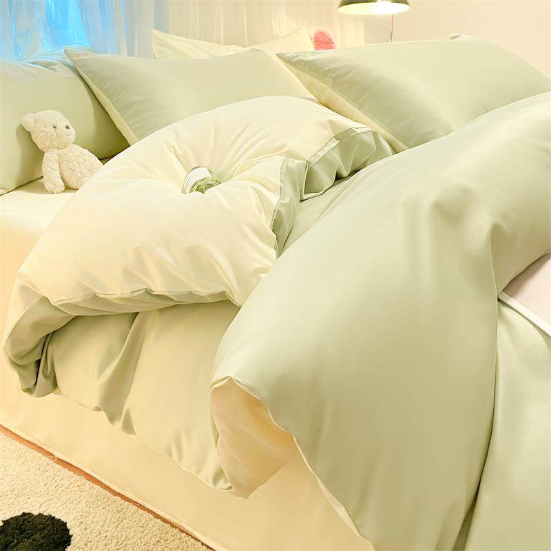 床上套非宿舍天丝三媛洛夏季水洗真丝四件套冰丝夏凉被床单款床笠