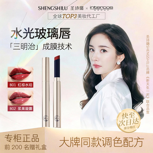 圣诗璐口红小金管红棕色固体唇釉镜面水光素颜不沾杯滋润唇彩唇蜜