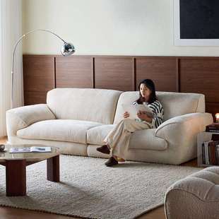 法式奶油风布艺沙发现代简约客厅落地直排小户型兰德里沙发高靠背