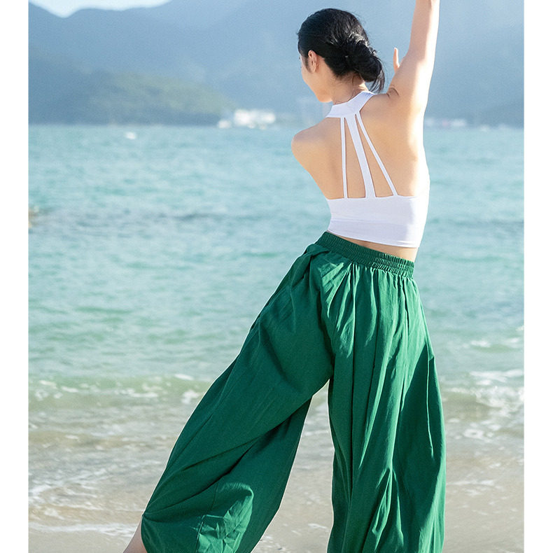 素念中国风舞蹈瑜伽服套装女禅服时尚印花民族风灯笼裤无袖