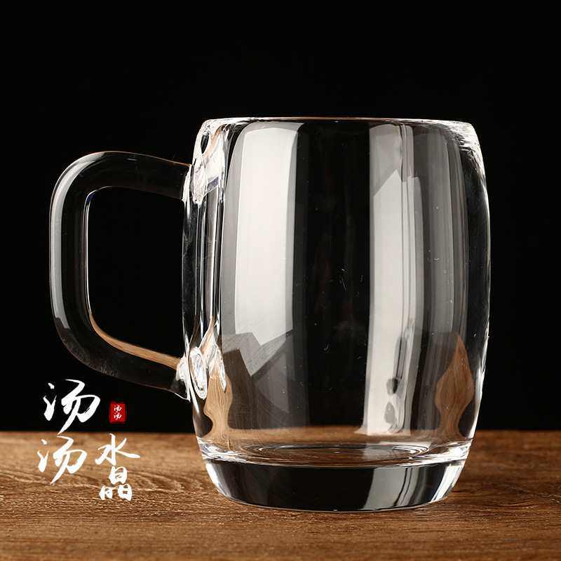 东海天然白水晶杯透明带把手养生杯水晶茶杯纯手工原石水晶杯