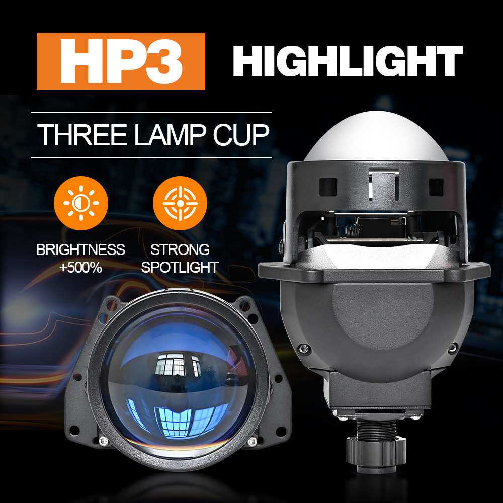 汽车LED大灯 3寸双光透镜超亮大功率80W 三灯杯无损H4 H7H11通用