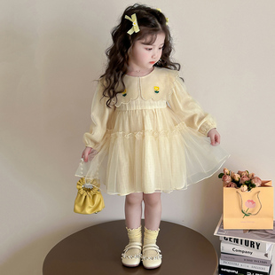 女童连衣裙春季2026新款儿童小香风春装纱纱裙超洋气女孩甜美裙子