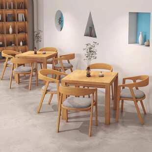 北欧全实木正方形餐桌椅娱乐棋牌八仙桌餐厅面馆奶茶店方桌椅组合