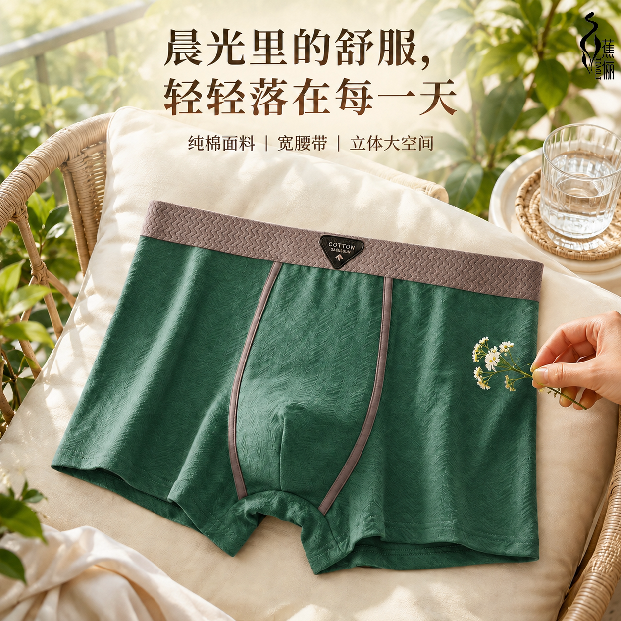 蕉俪10A级抗菌纯棉男士内裤中腰高弹平角裤衩运动大码舒适男短裤