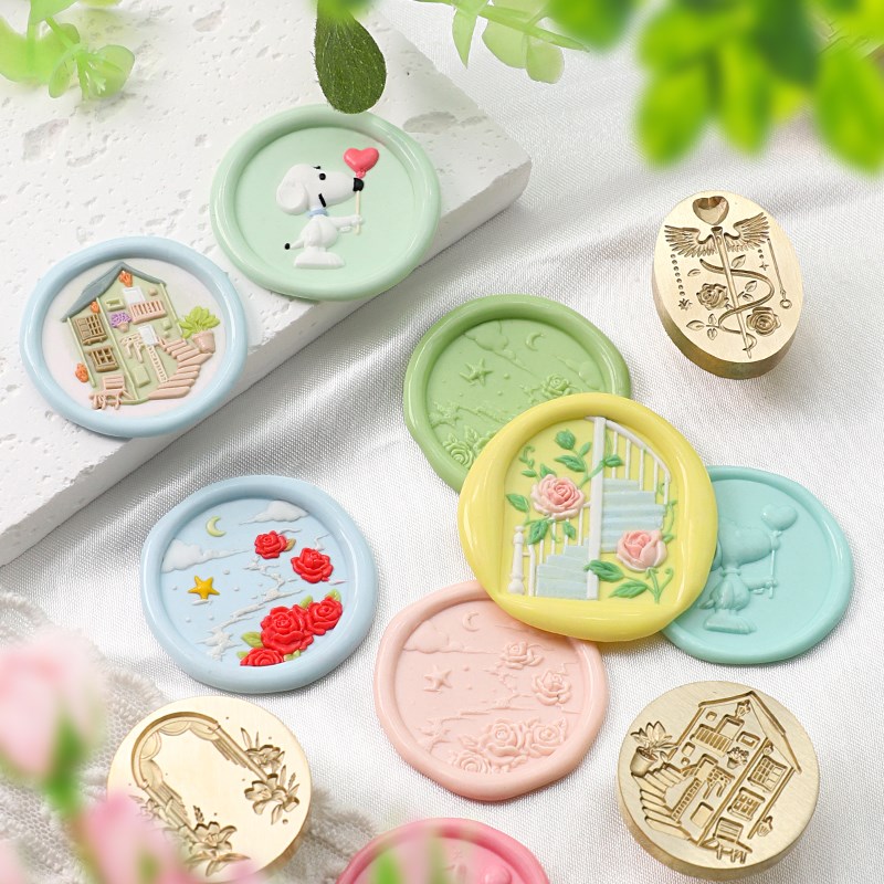 异形浮雕切割铜头火漆印章玫瑰婚礼朋友同学生日礼物装饰手工DIY