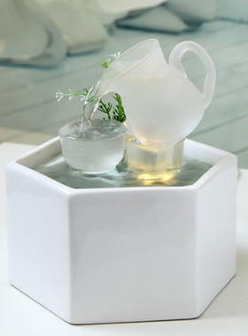 现代轻奢流水喷泉开业生财玄关创意办公室装饰桌面循环水摆件女士