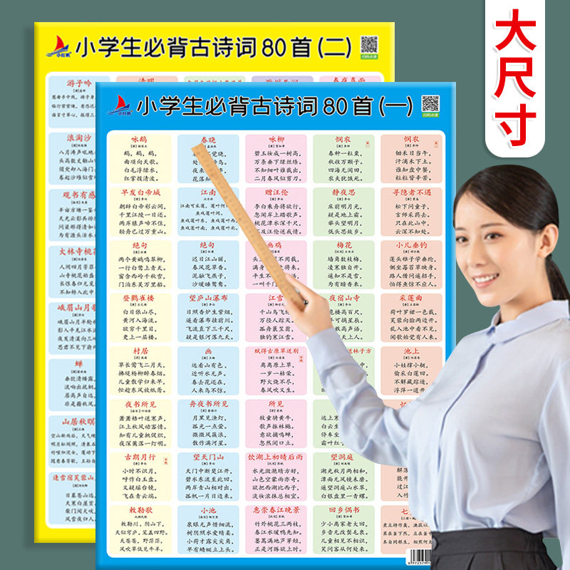 小学生必背古诗大全儿童幼儿学古诗词语文学习识字挂图墙贴