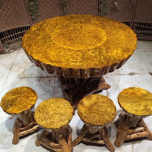 缅甸黄金樟茶桌杜鹃根拼接实木树根茶台功夫茶几经济简约家用餐桌