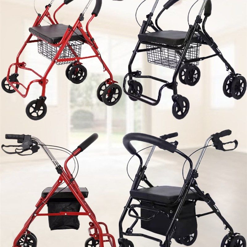 老年购物车轻便助行车收纳车老年人买菜手推六轮代步座椅可坐折叠