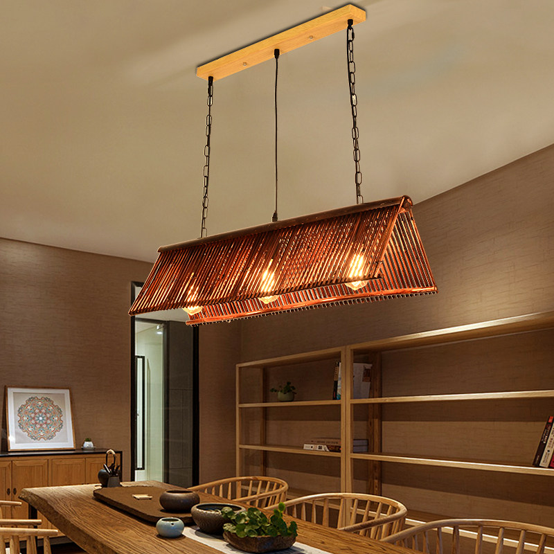 东南亚竹编吊灯中式茶室长形灯民宿原生态竹艺灯具创意餐厅竹灯,家装灯饰光源,客厅吊灯,淘宝优惠券,粉丝福利购,淘宝优惠卷