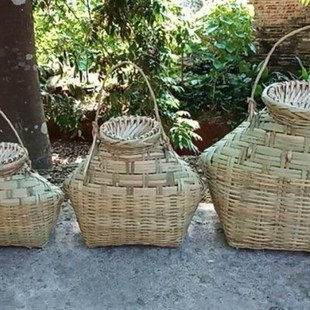 农家竹编鱼篓背篓竹篮竹鱼篓装饰道具花篮鱼娄舞蹈演出道