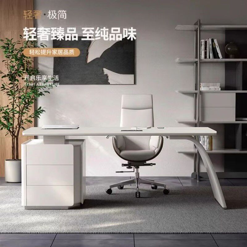 意式极简烤漆书桌轻奢高级办公桌设计师书房电脑桌美容医美咨询桌