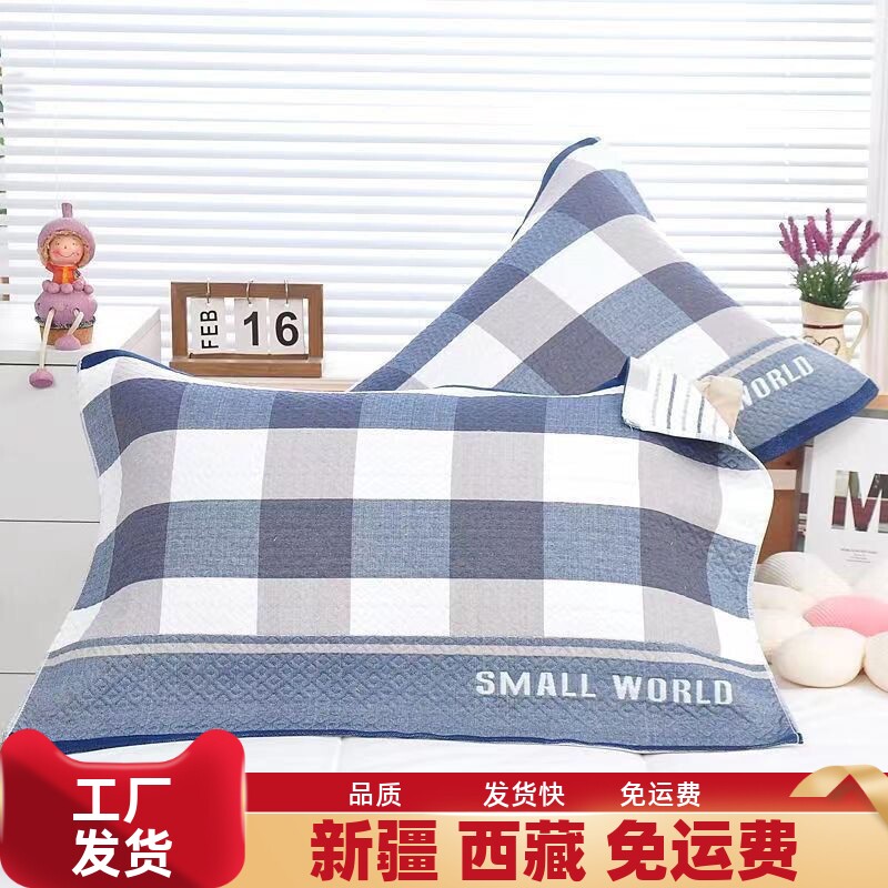 新疆西藏包邮枕巾一对加大加厚纱布棉大号枕巾透气吸汗隔脏不起球