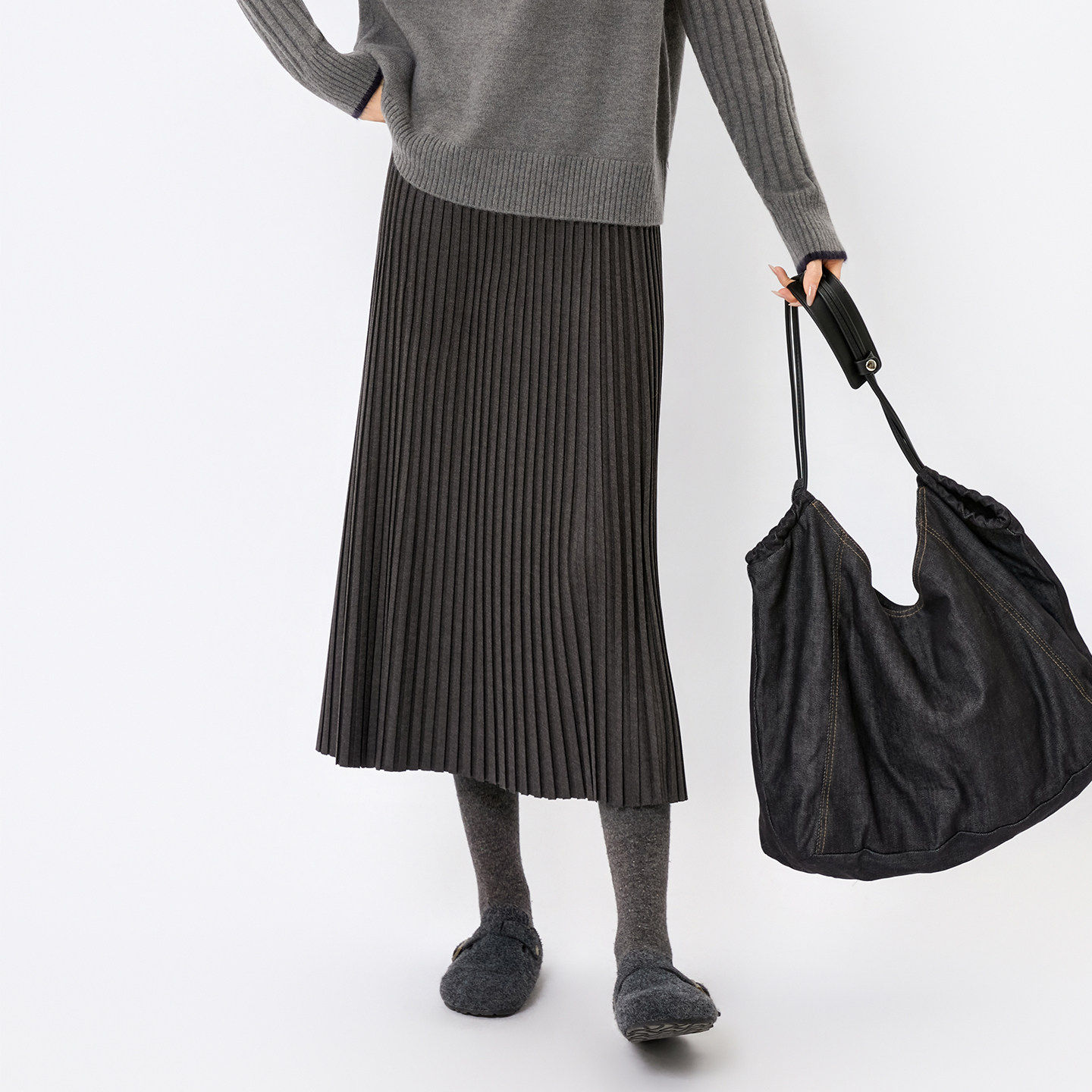 蜜澳百搭半身裙2025冬季新款时尚显瘦百褶松紧高腰A字裙半身裙,女装/女士精品,半身裙,淘宝优惠券,粉丝福利购,淘宝优惠卷