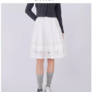 蜜澳半身裙2026春装百褶裙学院风蕾丝显瘦百搭显瘦时尚裙子女