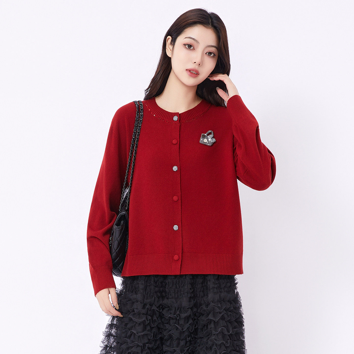 蜜澳2026春季韩版宽松单排扣开衫针织衫百搭显瘦气质上衣女