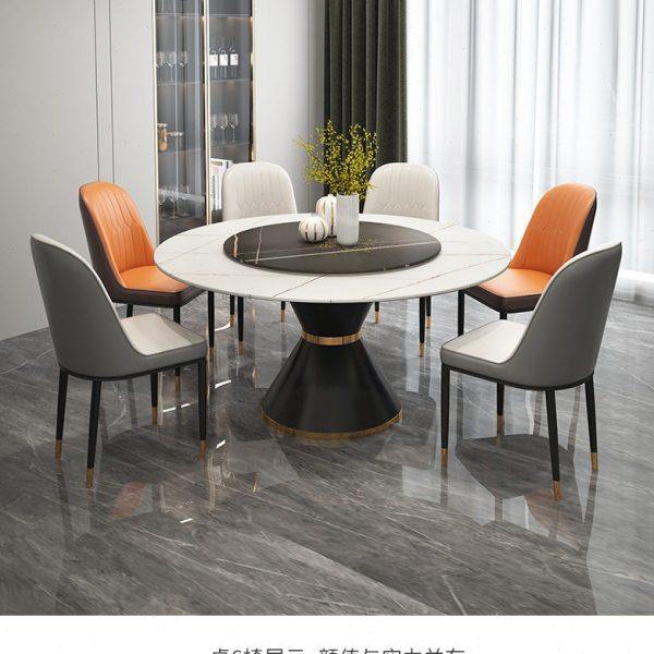 轻奢北欧大理石餐桌椅组合岩板圆桌带转盘简约现代家用桌子小户型,住宅家具,大理石餐桌,淘宝优惠券,粉丝福利购,淘宝优惠卷