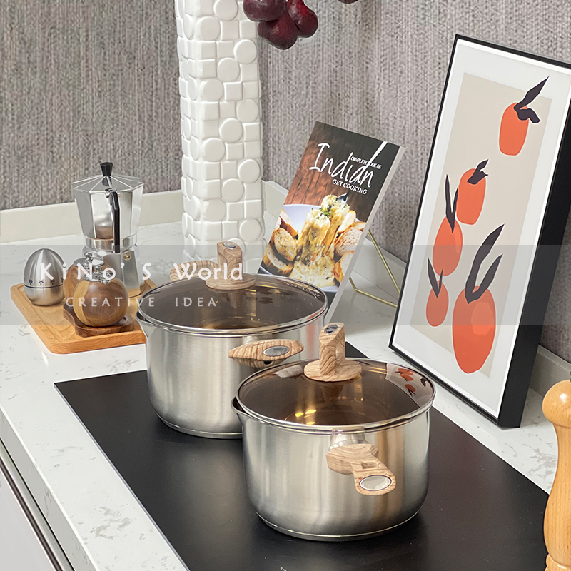 现代厨房摆件暖色系样板s房间软装厨具汤锅N研磨器胡椒罐装饰品组