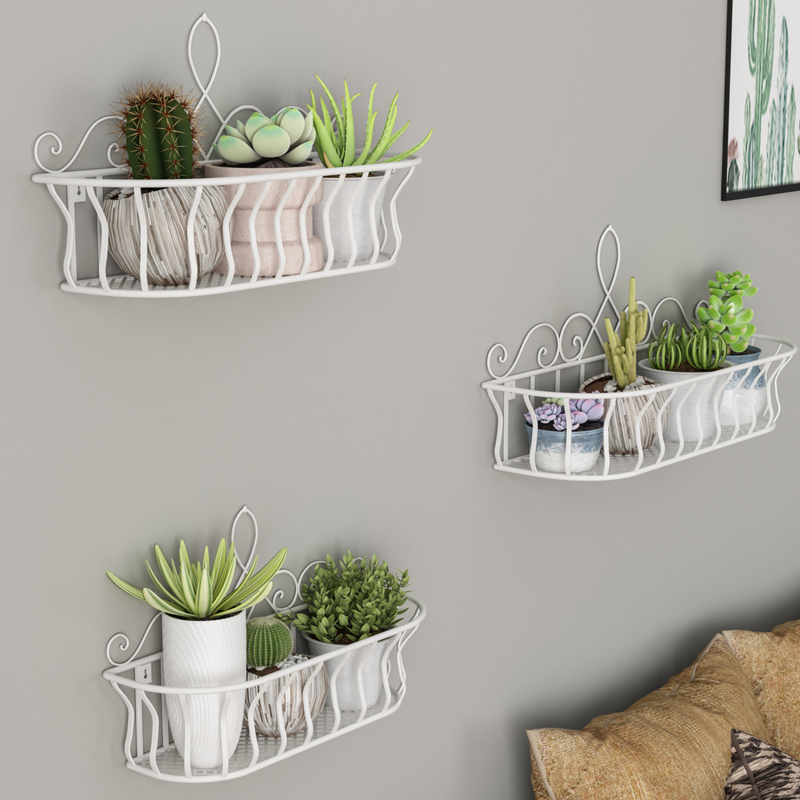 北欧铁艺墙壁花架阳台挂式花架壁挂墙上绿M萝悬挂式置物装饰花盆