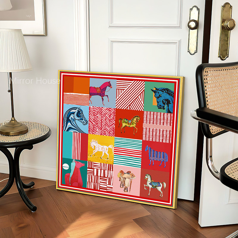 意式骏马图装饰钻石画小众轻奢水晶贴钻画手工diy十字绣带框免裱